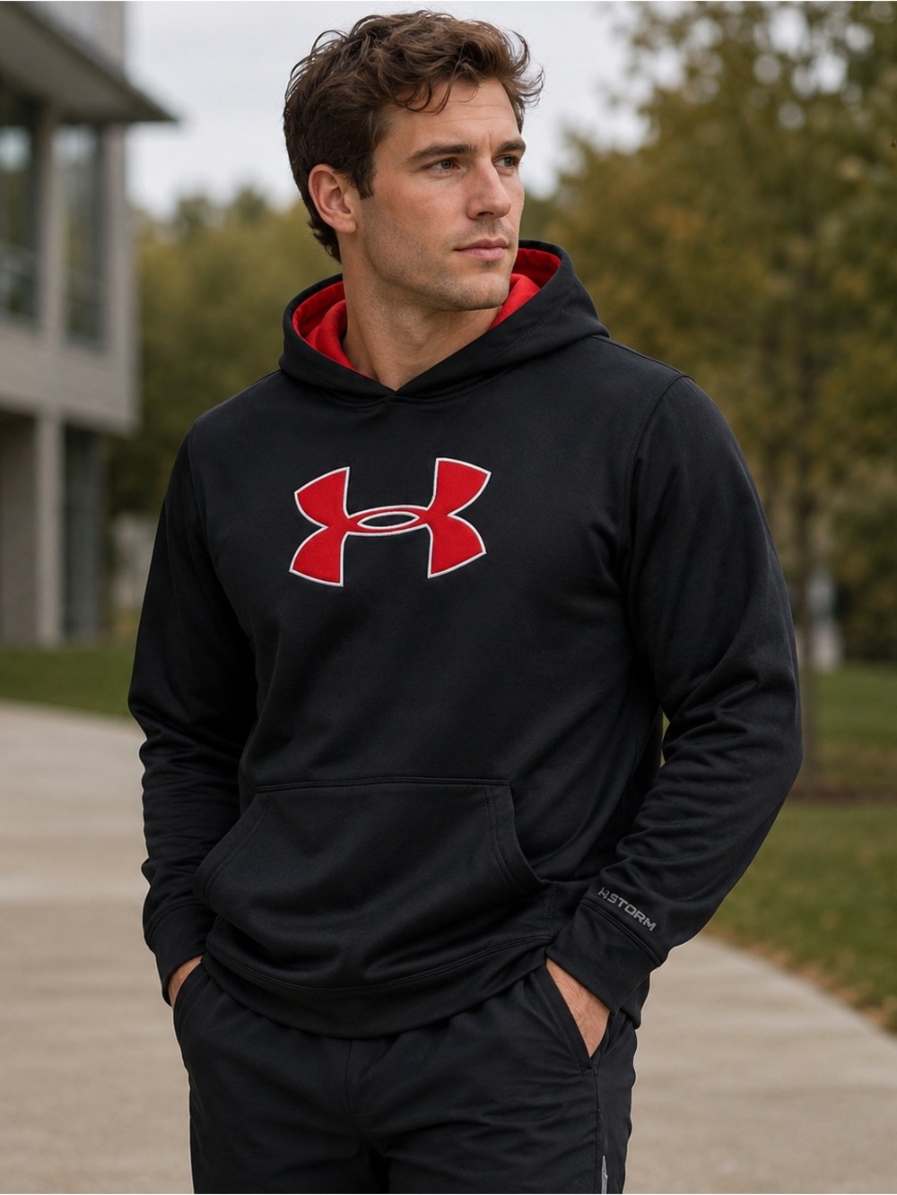 Under Armour Fleece Big Logo Hoodie Mens Xl Black